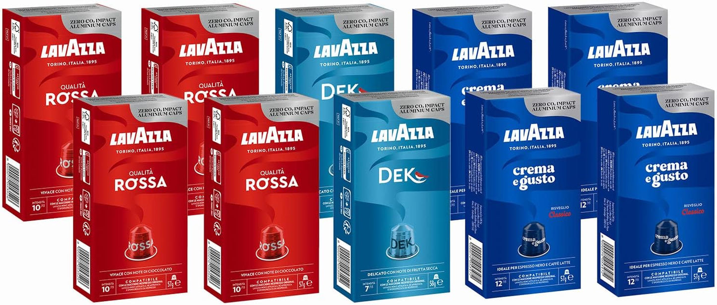 100 capsule Lavazza compatibili Nespresso di cui 40 qualità rossa + 40 crema e gusto + 20 decaffeinato