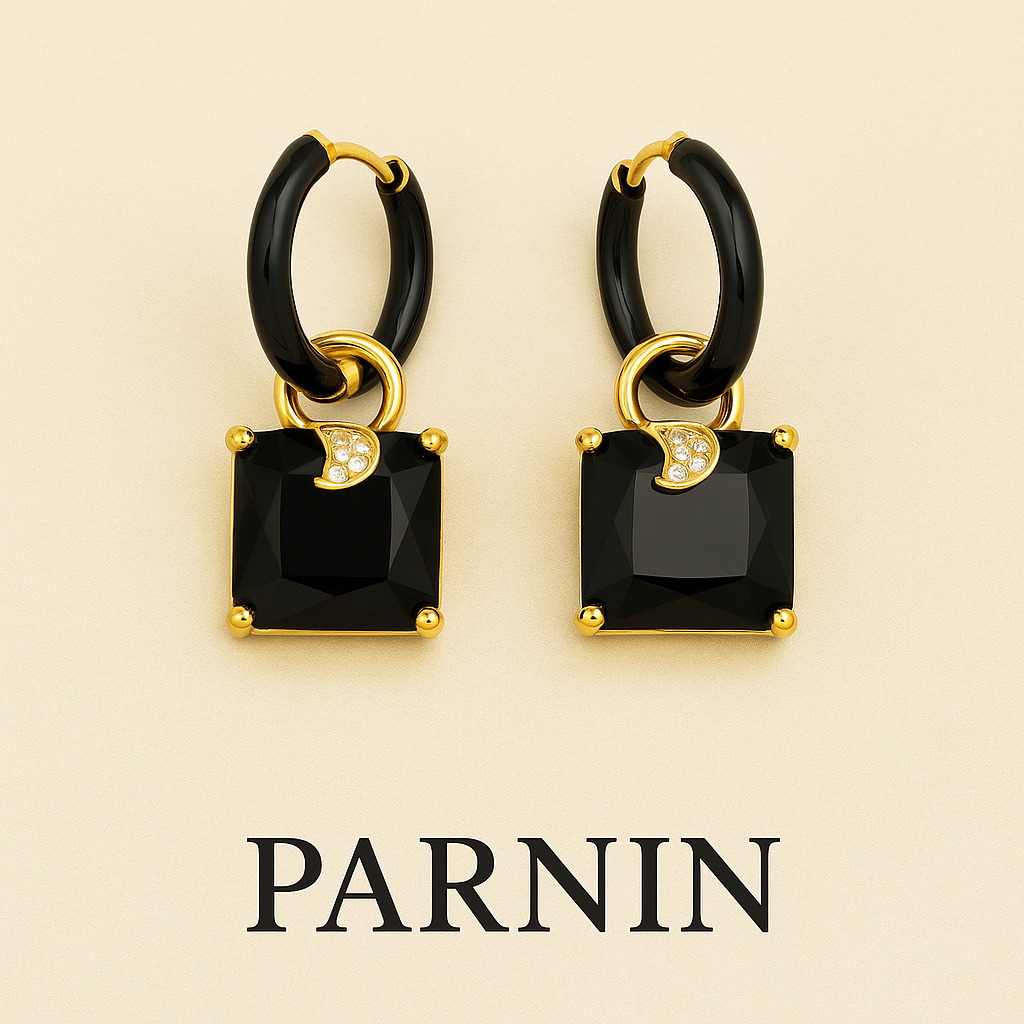 Eternal Charm – Gold-Plated Enamel Hoop Earrings with Gemstones | PARNIN Jewellery Italy
