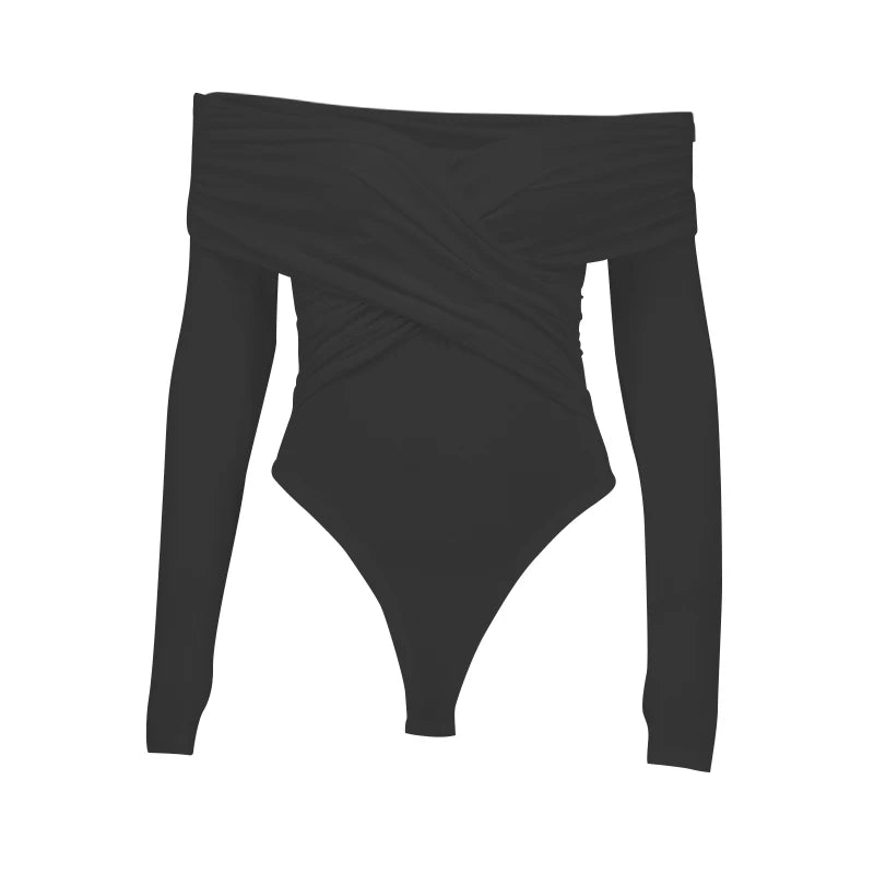 Luana - Body da donna Autunno Nuovo Nero Sexy Backless Corsetto solido Moda sottile Tute incrociate Maniche lunghe Casual Pagliaccetti lavorati a maglia
