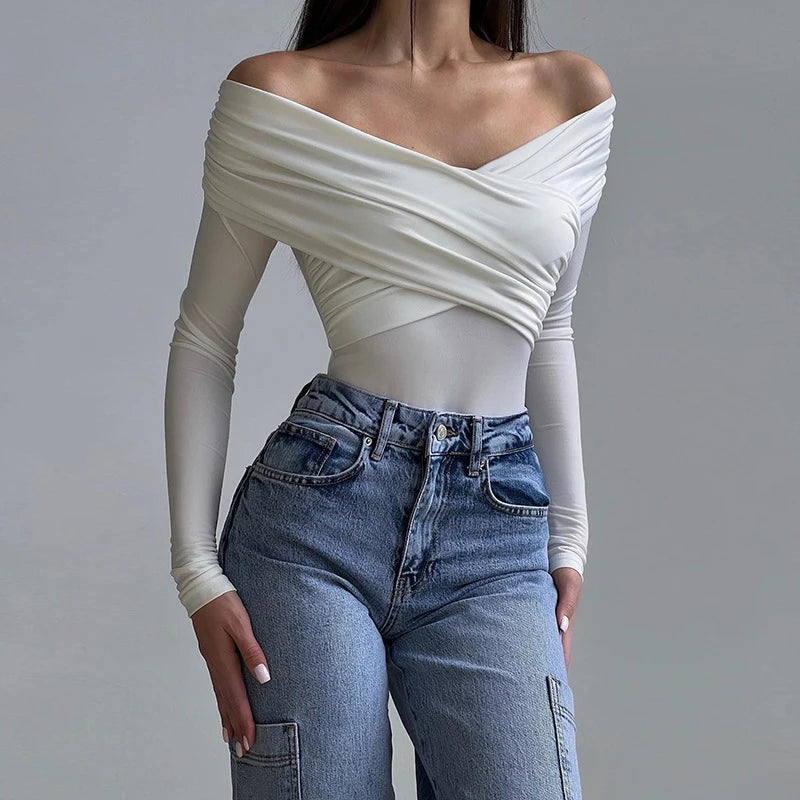 Luana - Body da donna Autunno Nuovo Nero Sexy Backless Corsetto solido Moda sottile Tute incrociate Maniche lunghe Casual Pagliaccetti lavorati a maglia