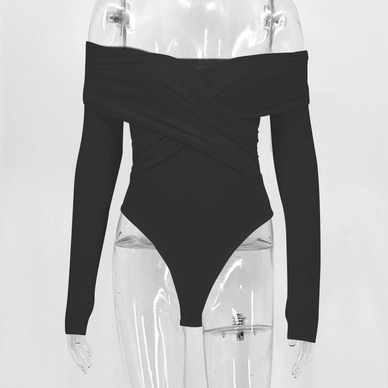 Luana - Body da donna Autunno Nuovo Nero Sexy Backless Corsetto solido Moda sottile Tute incrociate Maniche lunghe Casual Pagliaccetti lavorati a maglia