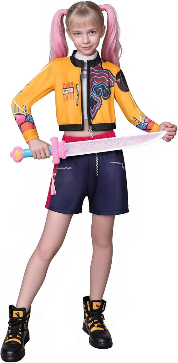 Eloise, Kpop Demon Hunters Cosplay Rumi Zoey Mira Cosplay Full Suit Kids Girls Style Kids Stage Performance Clothes Halloween (Copia)