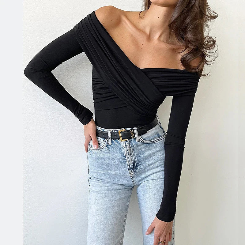 Luana - Body da donna Autunno Nuovo Nero Sexy Backless Corsetto solido Moda sottile Tute incrociate Maniche lunghe Casual Pagliaccetti lavorati a maglia