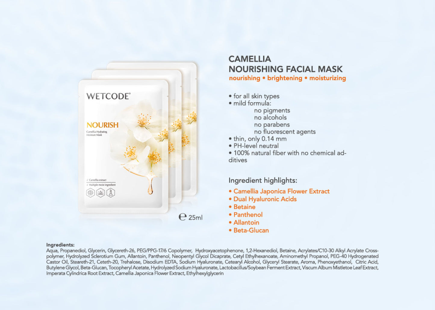 WETCODE - Camellia Hydrating Moisture Mask *1pz