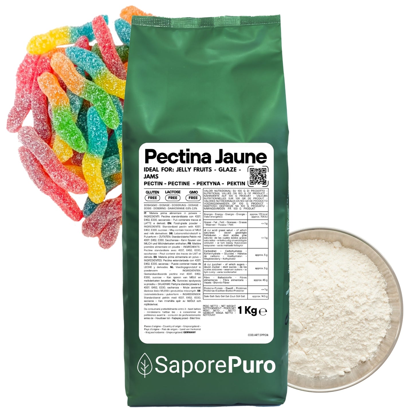 Pectina Gialla (Jaune) SaporePuro - Gelatine di Frutta, Marmellate, Gel Spessi