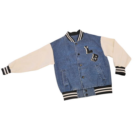 Giubbotto di Jeans con maniche in pelle SMALL GANG , 8-16 anni