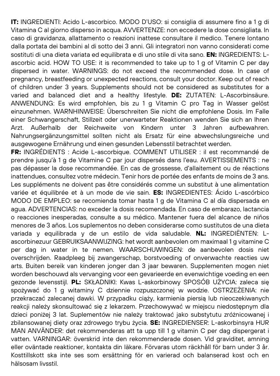 Acido Ascorbico - Pura Vitamina C : Il Nutriente Essenziale per le tue ricette! - (E300) - Confezionato in Italia