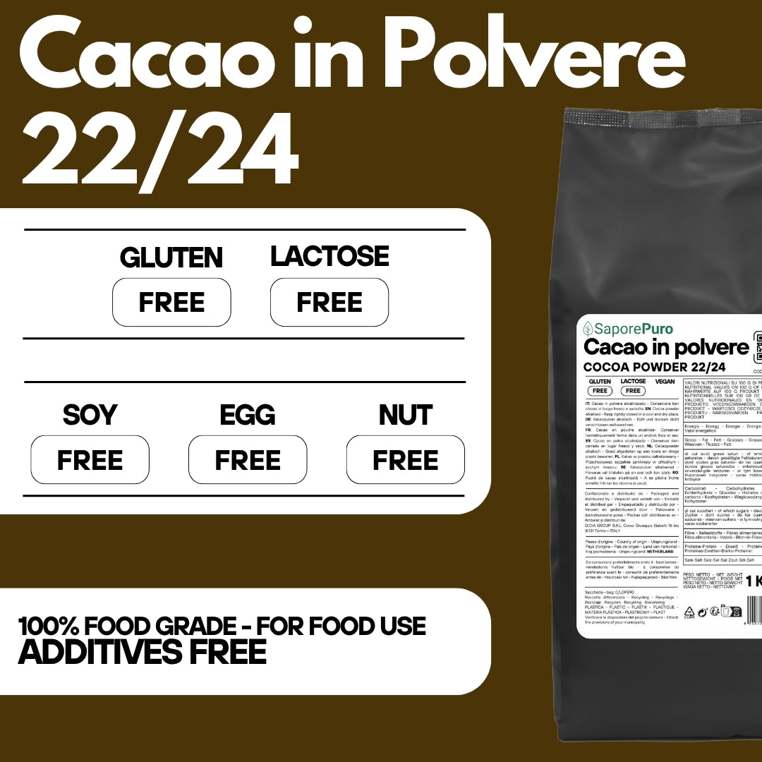 Cacao in Polvere 22-24% di Materia Grassa - Origine Olanda - Gusto deciso e sapore intenso
