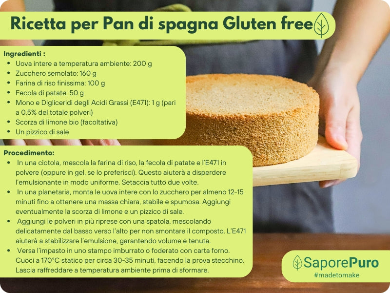 Mono60 - Emulsionante E471 – Additivo Alimentare – SaporePuro – Prodotto in Europa – Alta Qualità per Gelati, Pasticceria, Panificazione