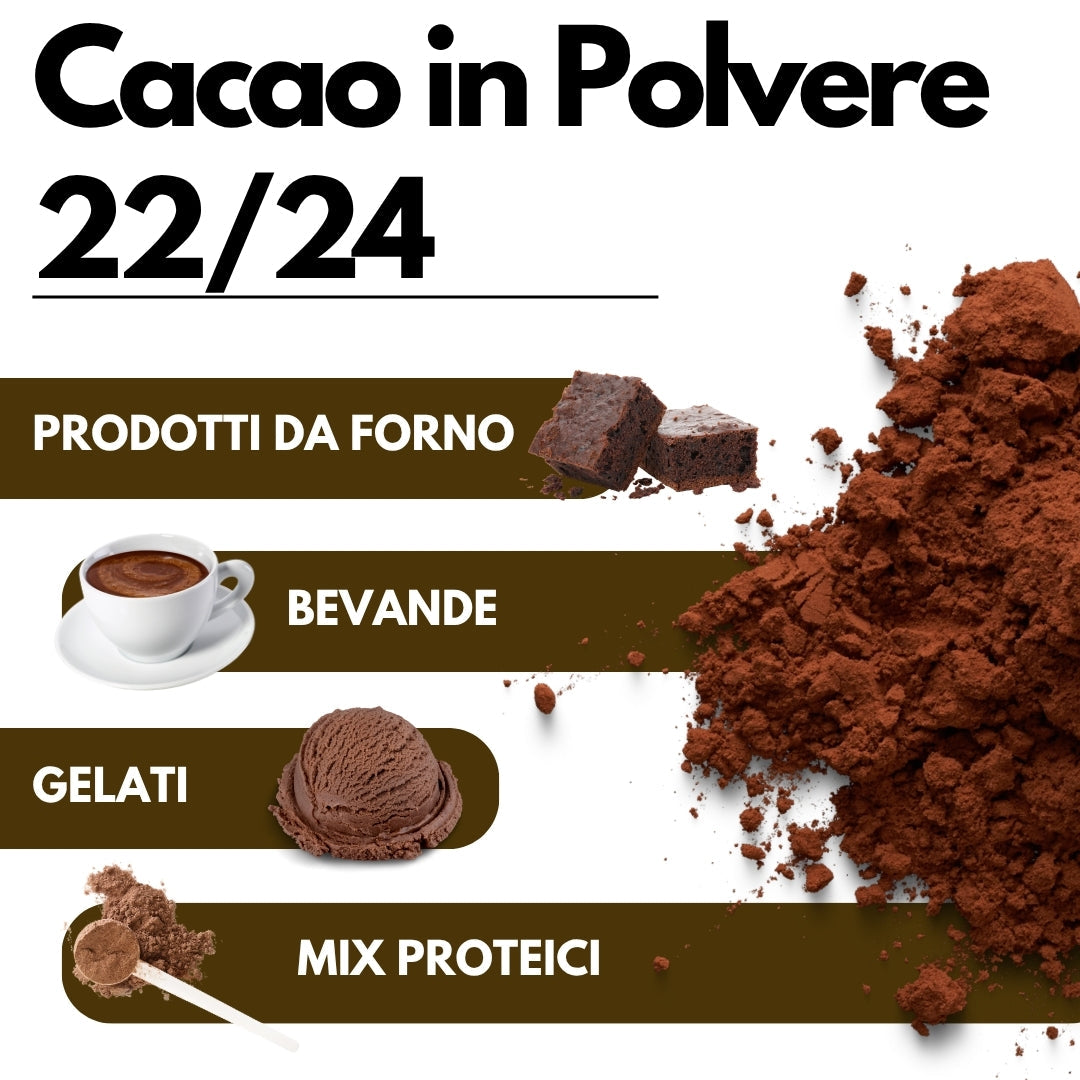 Cacao in Polvere 22-24% di Materia Grassa - Origine Olanda - Gusto deciso e sapore intenso