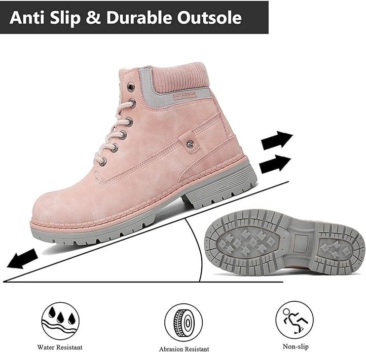 Stivali da Neve Uomo Donna Inverno Scarpe Calde Impermeabili Stivaletti Pelliccia Stringate Rosa