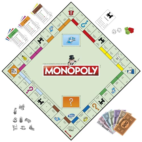 Monopoly Hasbro Gaming Classico, Gioco da Tavolo da 2 a 6 Giocatori per Tutta la Famiglia, Gioco per Bambini e Bambine da 8 Anni in su
