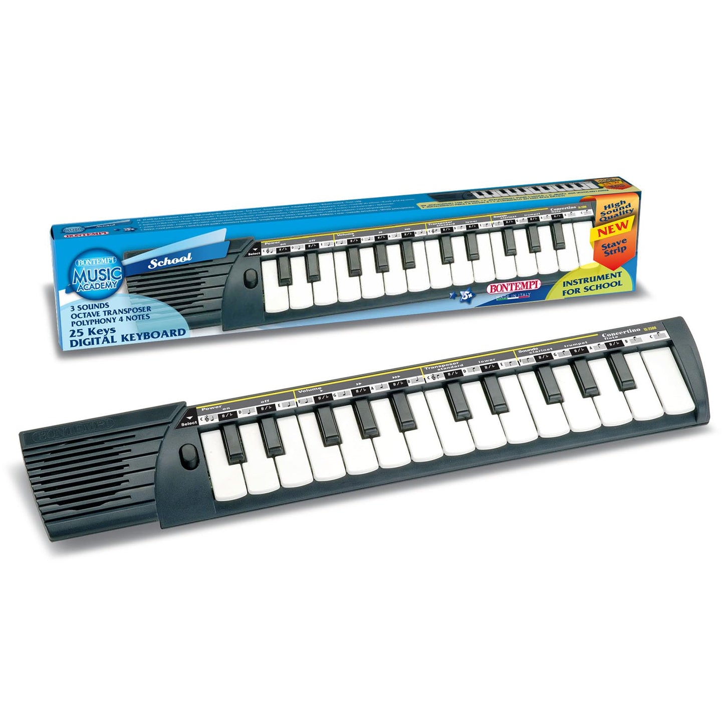 Bontempi- Auto Concertina a 25 Tasti con Passo Medio per Un'Esperienza Musicale Intima e Affascinante, 400x72x35 mm, Multicolore, Media, 15 2500