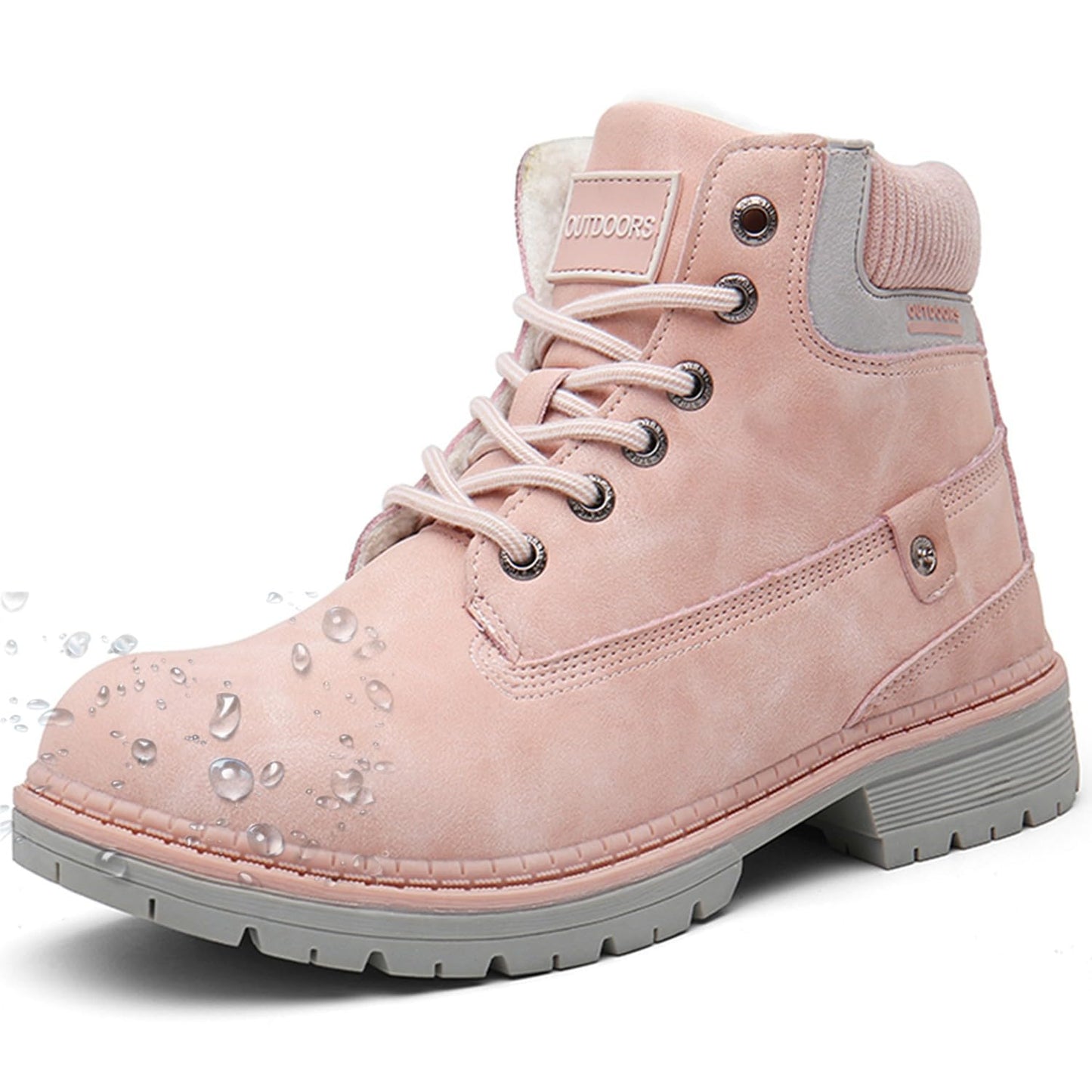 Stivali da Neve Uomo Donna Inverno Scarpe Calde Impermeabili Stivaletti Pelliccia Stringate Rosa