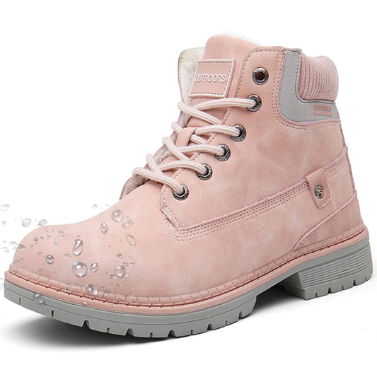 Stivali da Neve Uomo Donna Inverno Scarpe Calde Impermeabili Stivaletti Pelliccia Stringate Rosa