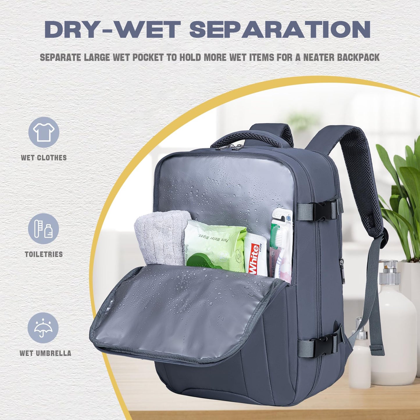 VMIKIV Zaino per Ryanair 40x20x25 Zaino da Viaggio Aereo Bagaglio a Mano Piccolo Borsa da Cabina Zaini Donna Uomo per Scuola Lavoro