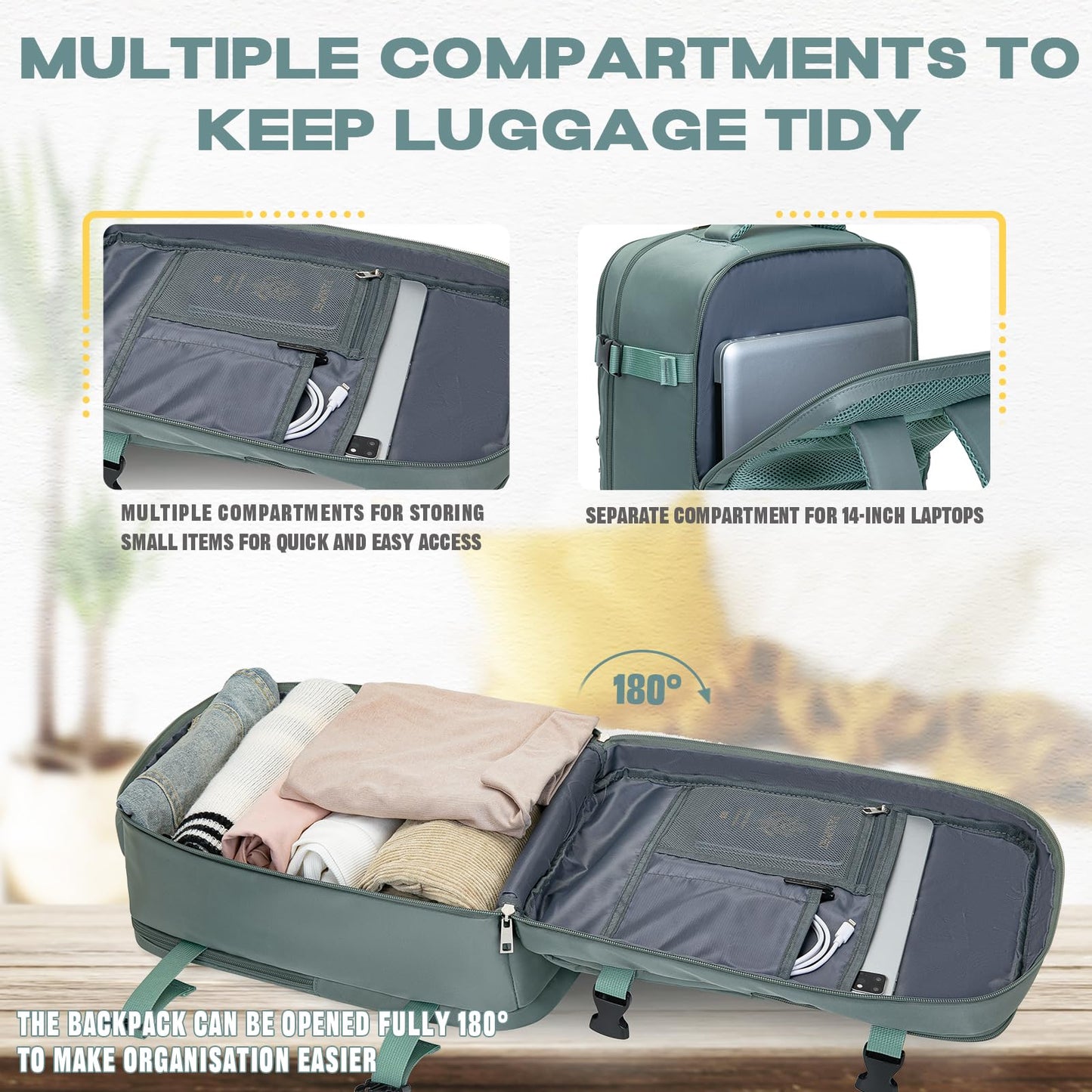 VMIKIV Zaino per Ryanair 40x20x25 Zaino da Viaggio Aereo Bagaglio a Mano Piccolo Borsa da Cabina Zaini Donna Uomo per Scuola Lavoro