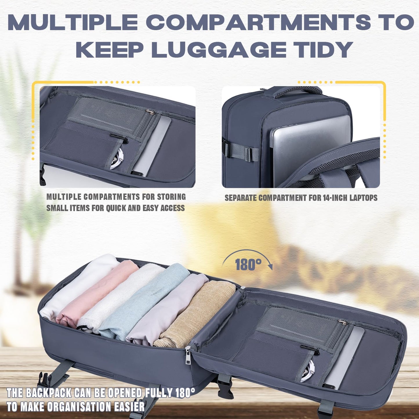 VMIKIV Zaino per Ryanair 40x20x25 Zaino da Viaggio Aereo Bagaglio a Mano Piccolo Borsa da Cabina Zaini Donna Uomo per Scuola Lavoro