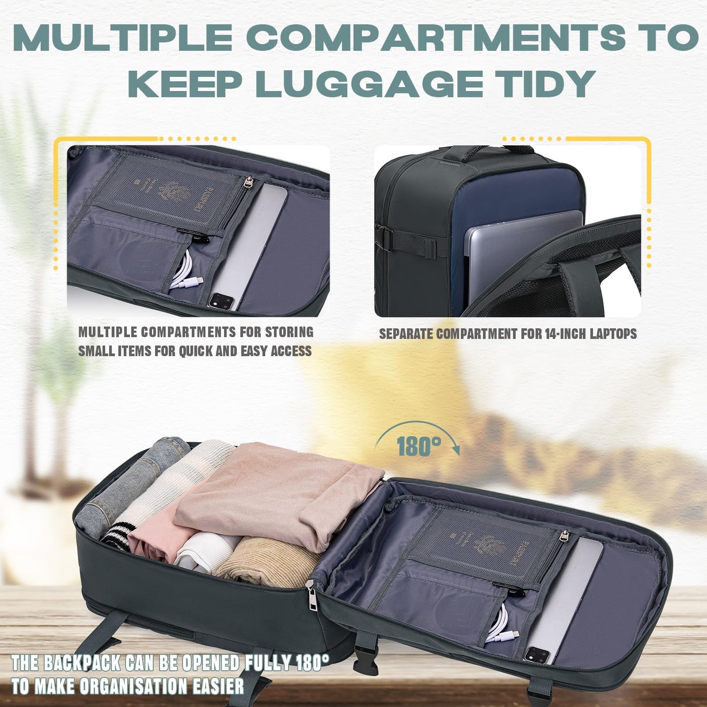 VMIKIV Zaino per Ryanair 40x20x25 Zaino da Viaggio Aereo Bagaglio a Mano Piccolo Borsa da Cabina Zaini Donna Uomo per Scuola Lavoro