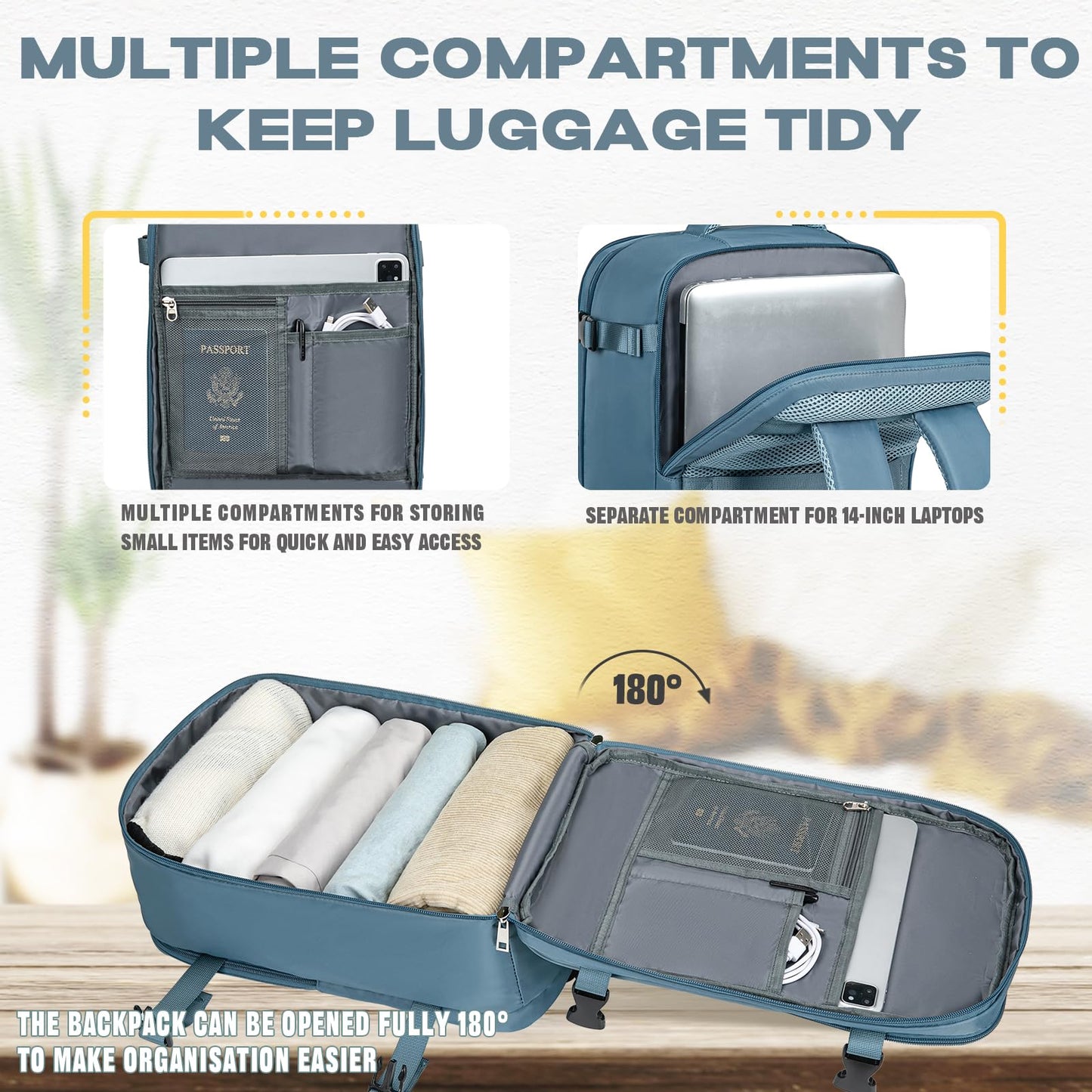 VMIKIV Zaino per Ryanair 40x20x25 Zaino da Viaggio Aereo Bagaglio a Mano Piccolo Borsa da Cabina Zaini Donna Uomo per Scuola Lavoro