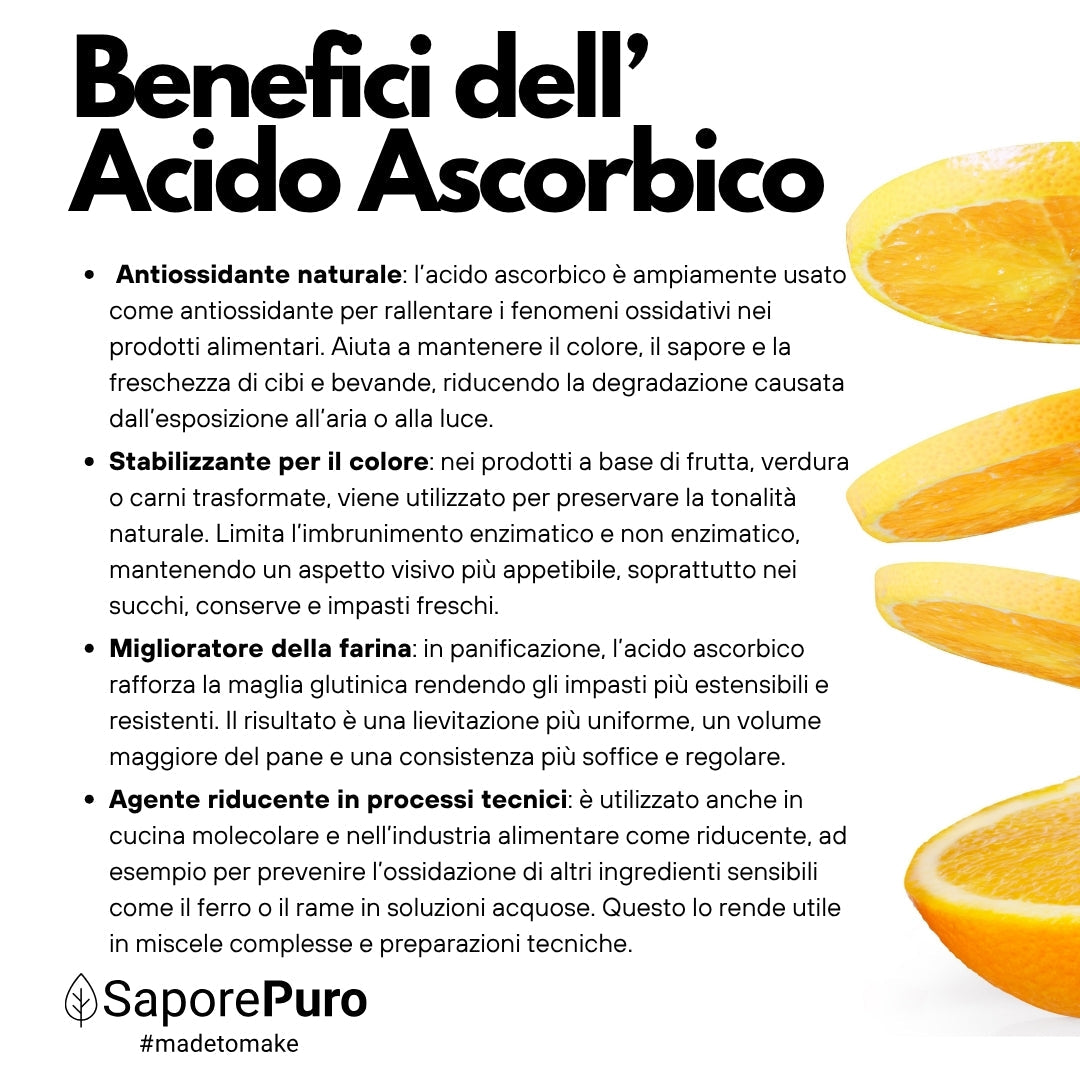 Acido Ascorbico - Pura Vitamina C : Il Nutriente Essenziale per le tue ricette! - (E300) - Confezionato in Italia