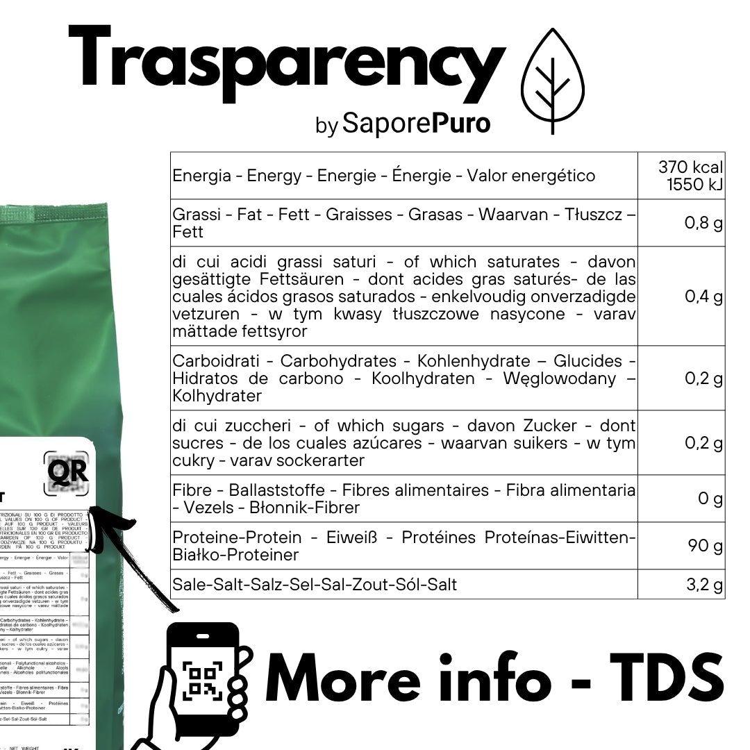 Caseinato di Sodio - SaporePuro - Proteina pura da Latte (Caseina) - Gluten Free