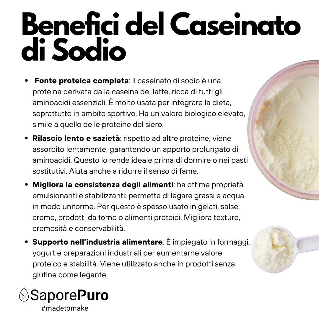 Caseinato di Sodio - SaporePuro - Proteina pura da Latte (Caseina) - Gluten Free
