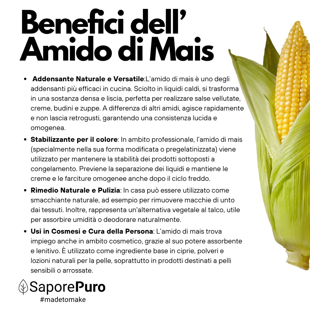 Amido di mais Nativo - Addensante potente, naturale e funzionale- Gluten Free