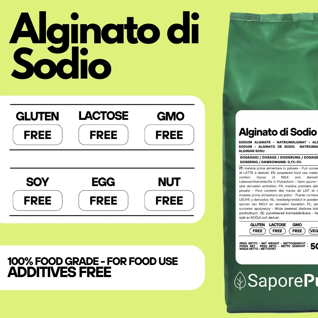 Alginato di Sodio - Sferificazione Molecolare - Gelificante Naturale E401