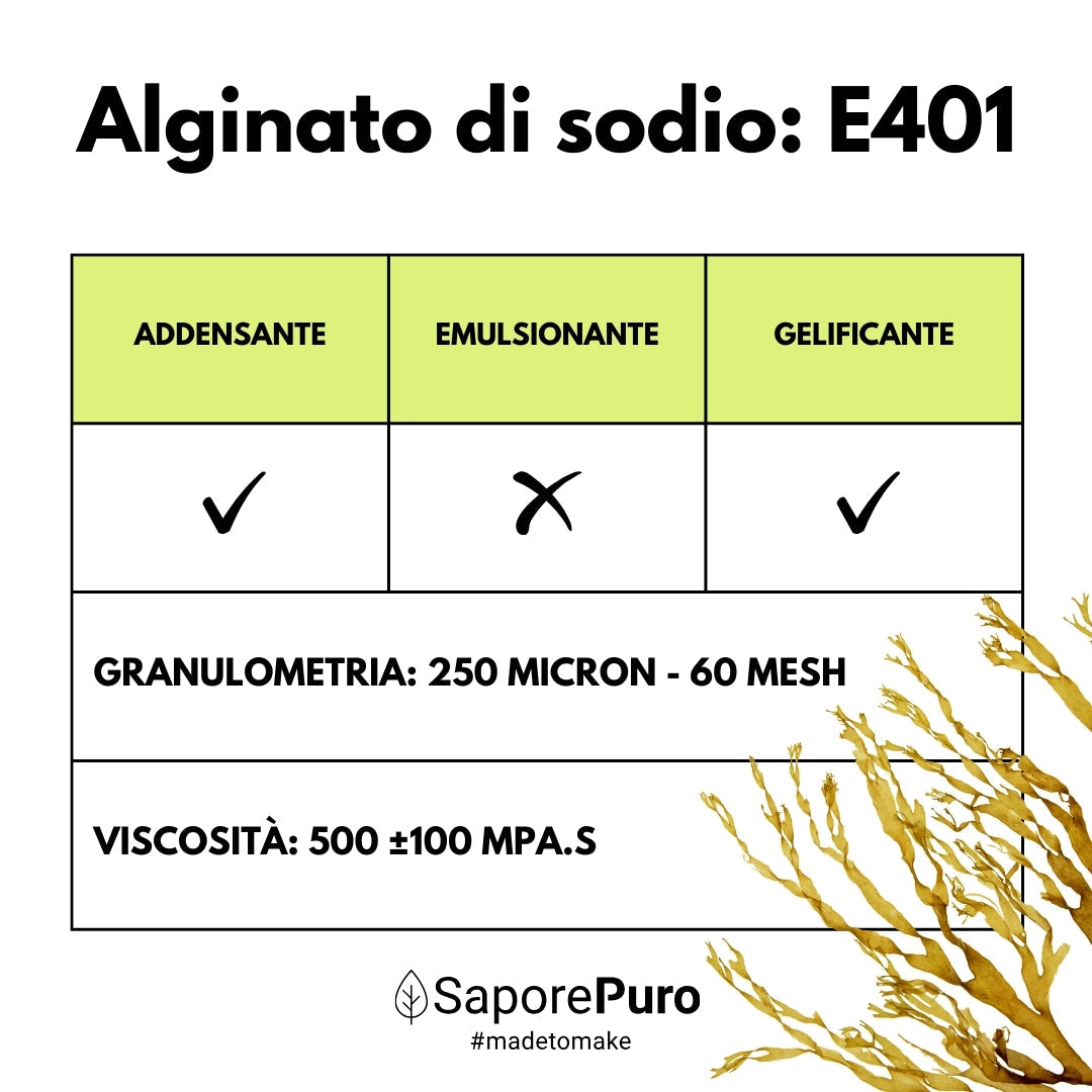 Alginato di Sodio - Sferificazione Molecolare - Gelificante Naturale E401