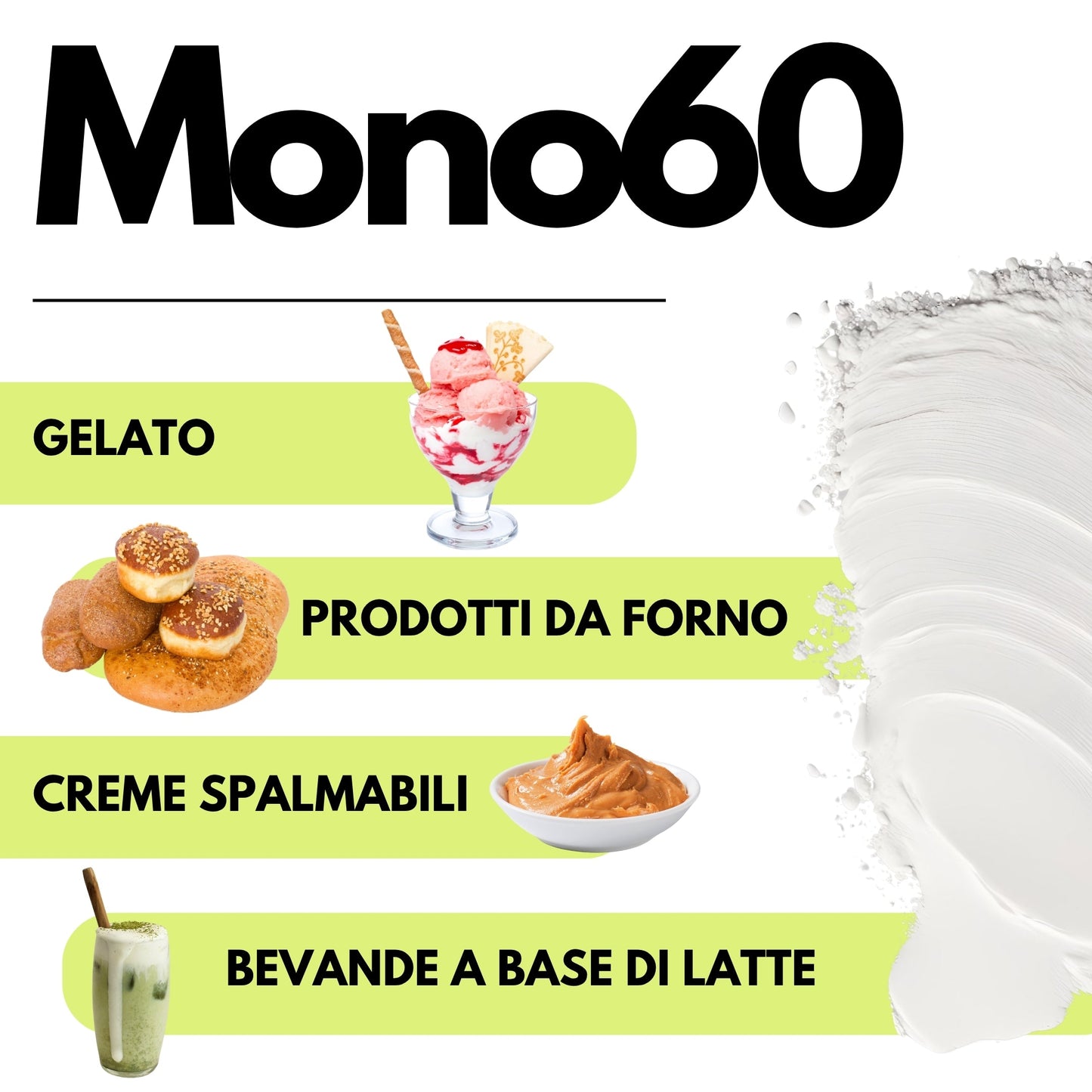 Mono60 - Emulsionante E471 – Additivo Alimentare – SaporePuro – Prodotto in Europa – Alta Qualità per Gelati, Pasticceria, Panificazione