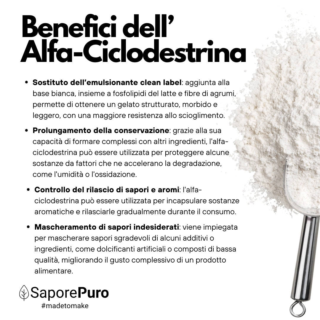 Alfaciclodestrina  - Gelato Clean Label Senza Glutine - Emulsionante Naturale