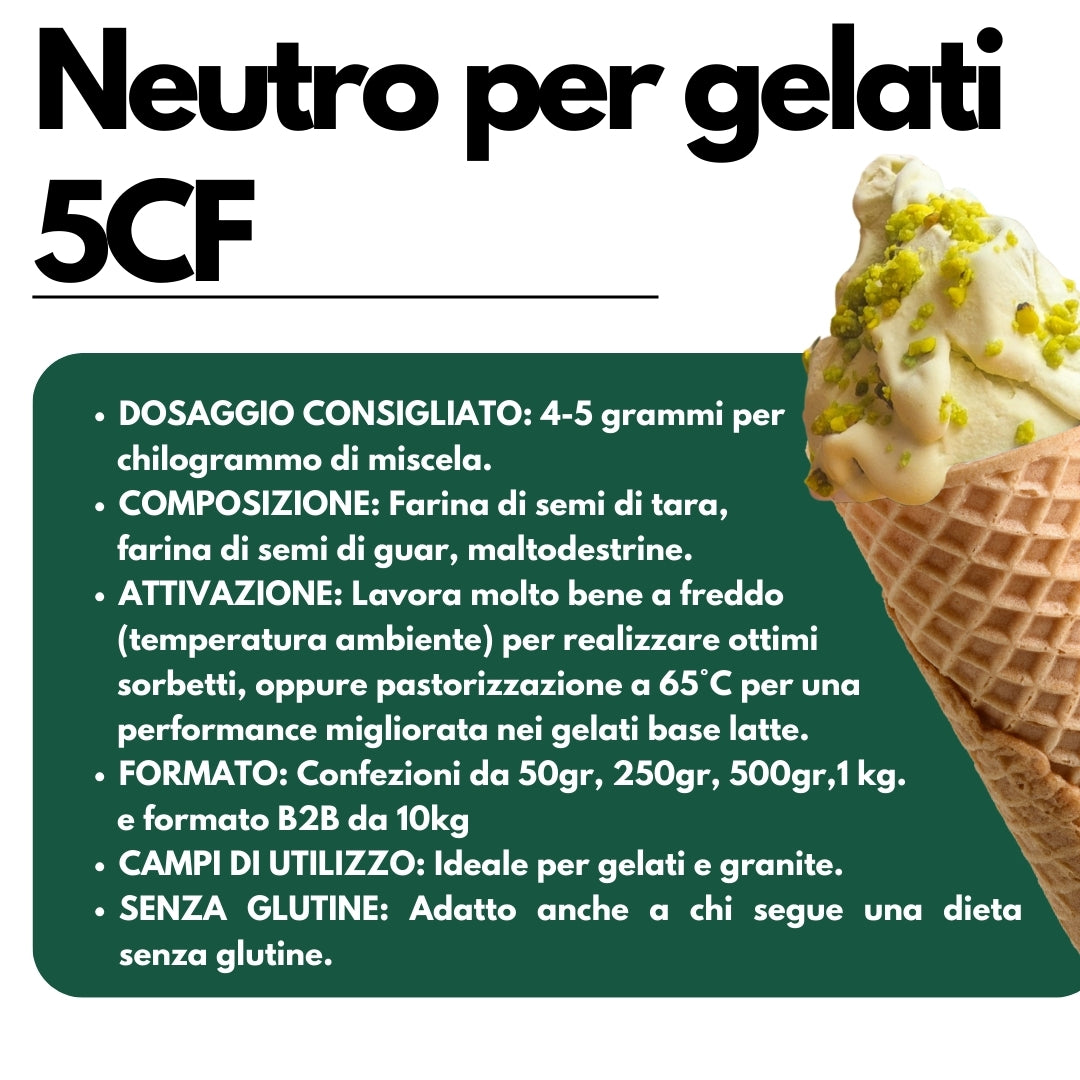 Neutro per gelato 5CF - Stabilizzante per Gelati MADE IN ITALY - Impiego a caldo e fredd