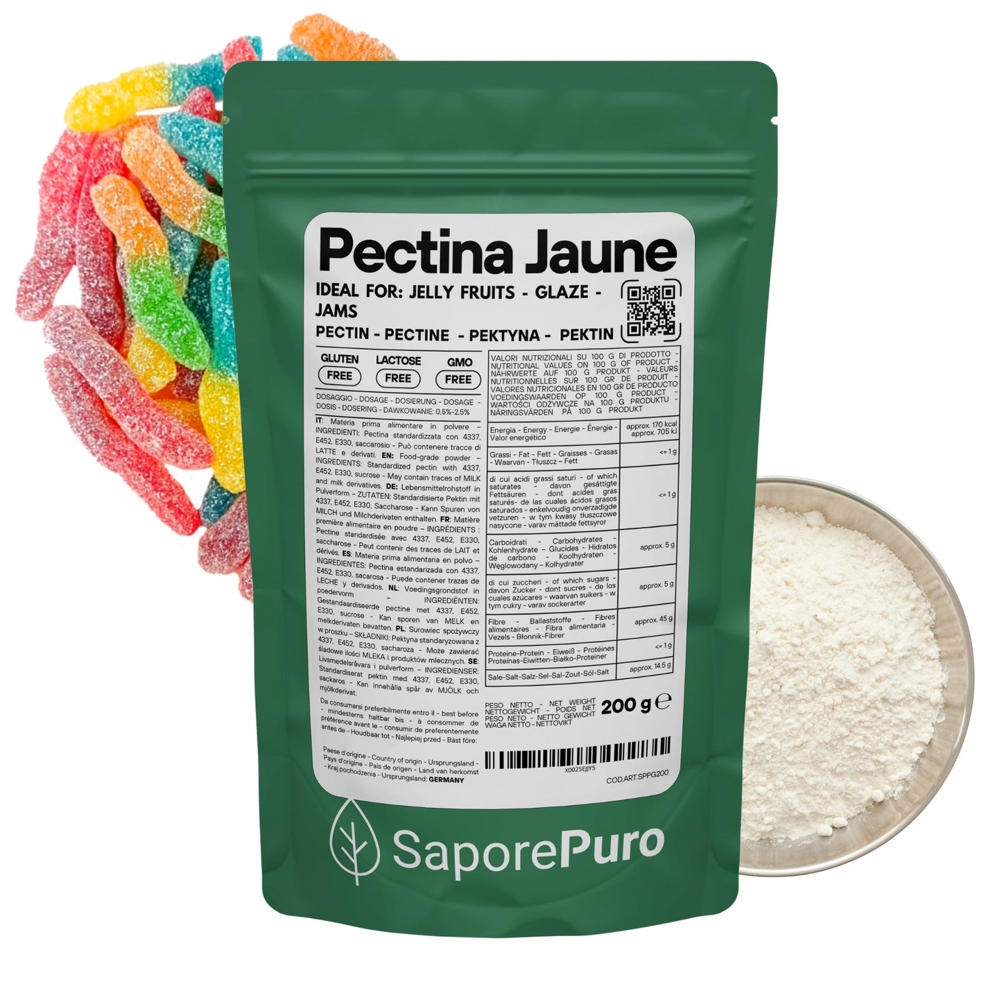 Pectina Gialla (Jaune) SaporePuro - Gelatine di Frutta, Marmellate, Gel Spessi