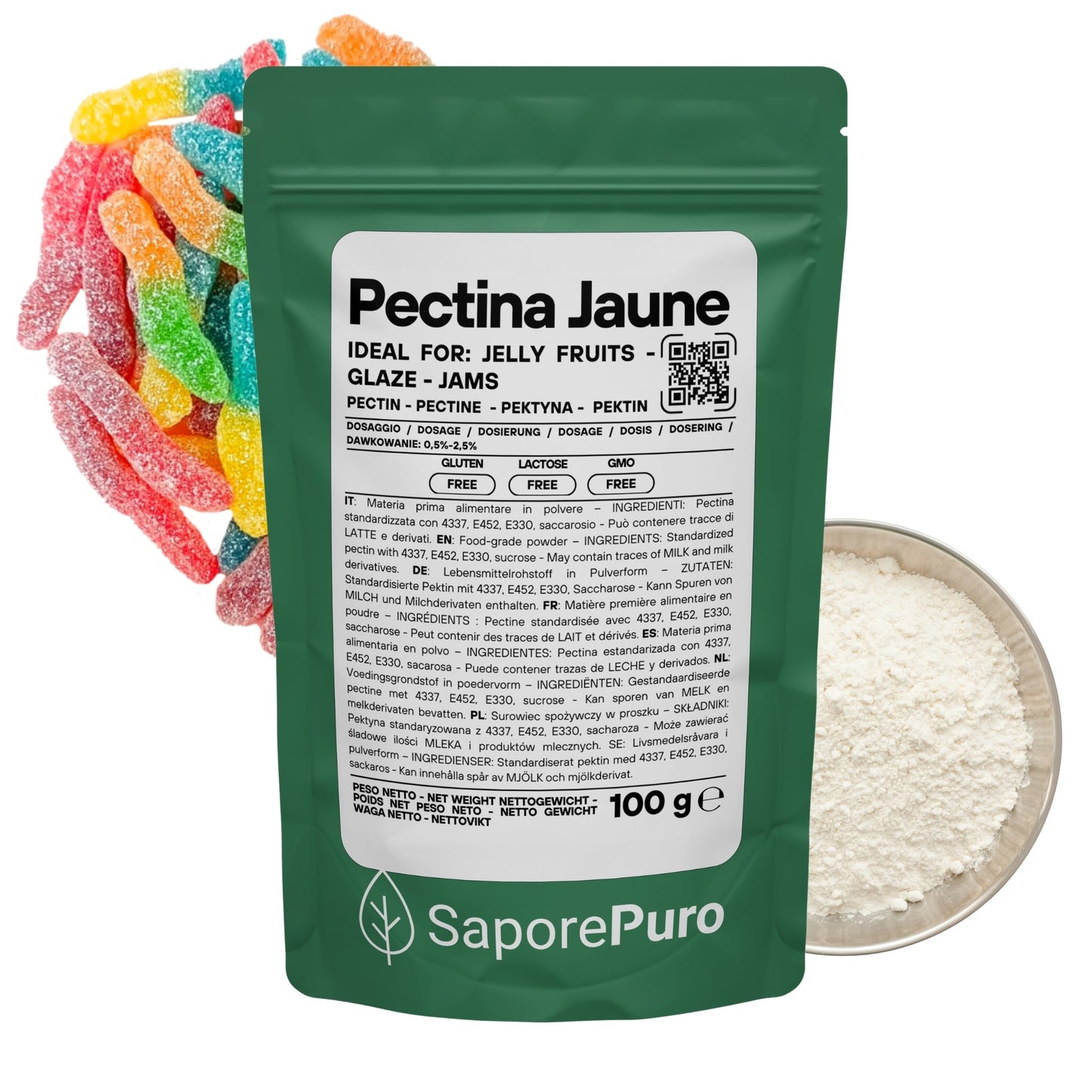 Pectina Gialla (Jaune) SaporePuro - Gelatine di Frutta, Marmellate, Gel Spessi