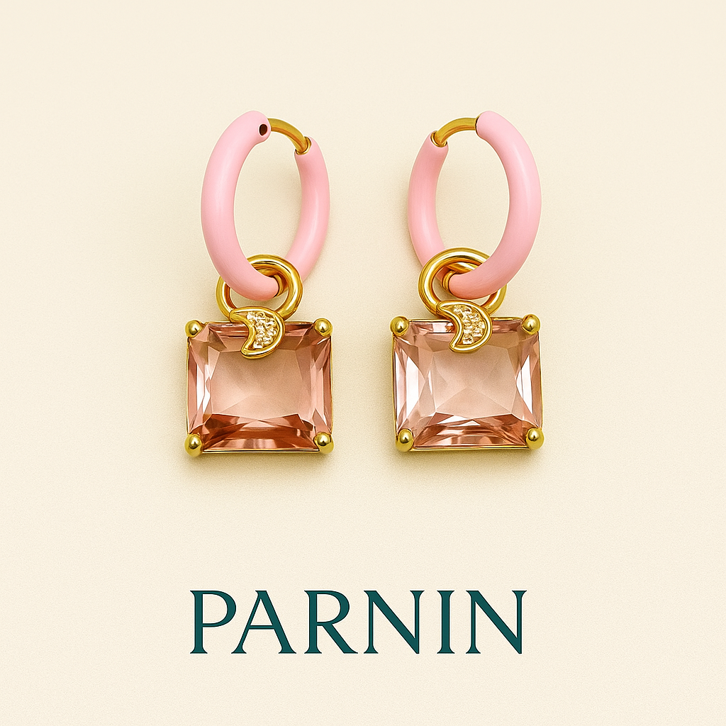Eternal Charm – Gold-Plated Enamel Hoop Earrings with Gemstones | PARNIN Jewellery Italy