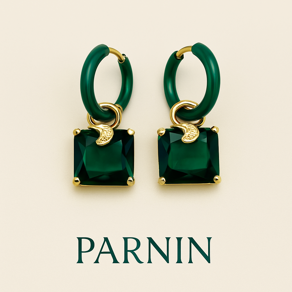 Eternal Charm – Gold-Plated Enamel Hoop Earrings with Gemstones | PARNIN Jewellery Italy