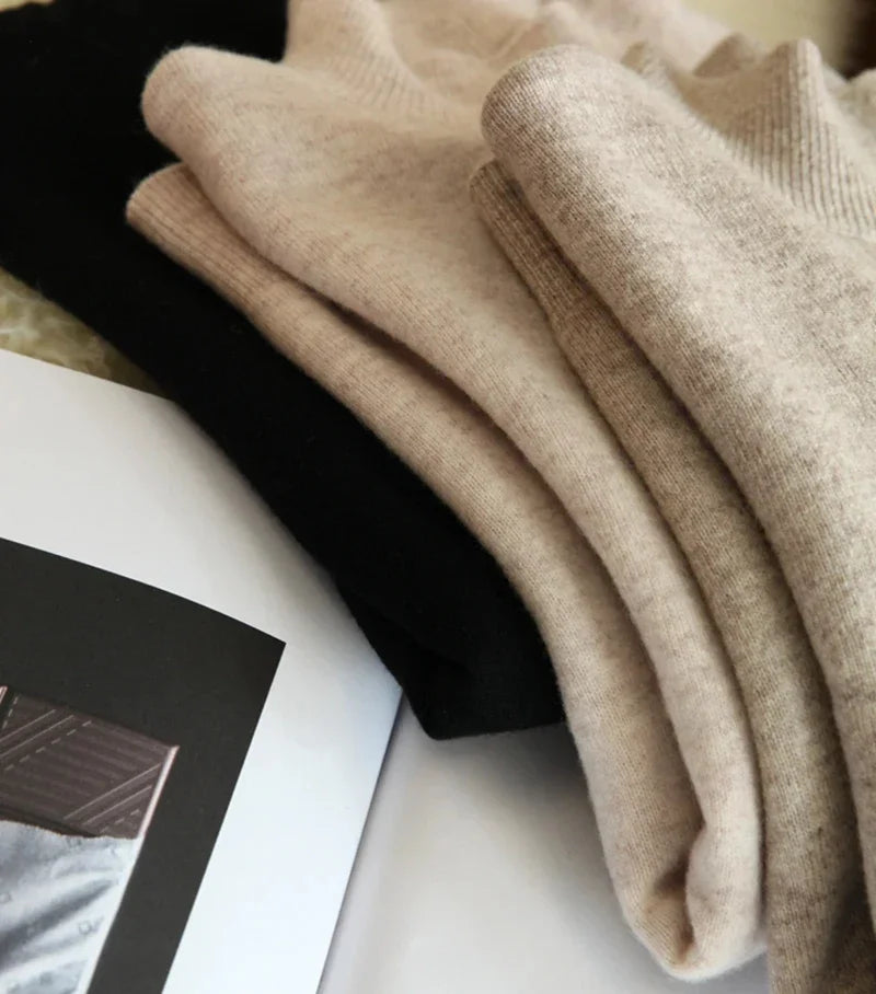 FEDE - Maglione da donna alla moda, a collo alto, elegante, con le maniche lunghe, morbido e caldo. Adatto per Autunno ed Inverno