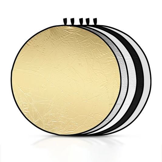 Riflettore portatile rotondo due in uno da 30 cm Mini Fotografia Illuminazione dal vivo Piastra luminosa supplementare pieghevole Oro Argento