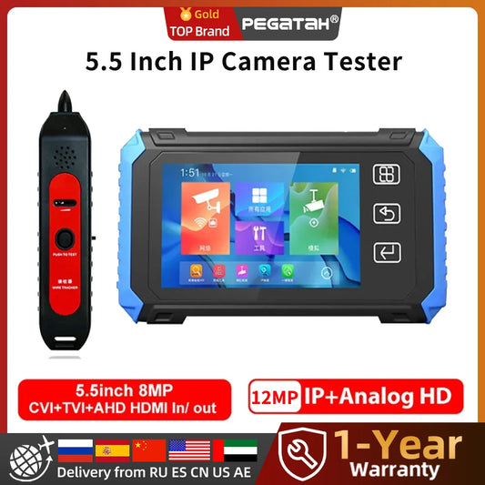 PEGATAH 6K IP Touch Screen da 5.5 pollici Telecamera Tester Tester CCTV 4K AHD CVI TVI CCTV IPC Tester con Ingresso HDMI Uscita POE