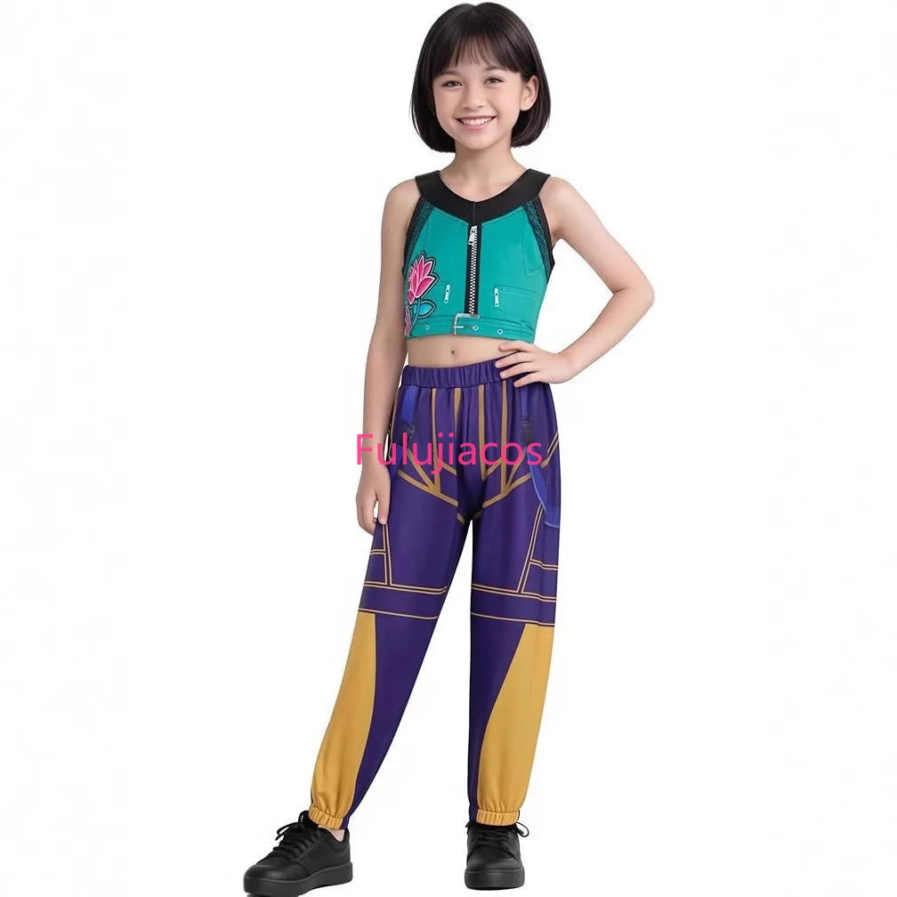 Eloise, Kpop Demon Hunters Cosplay Rumi Zoey Mira Cosplay Full Suit Kids Girls Style Kids Stage Performance Clothes Halloween (Copia)