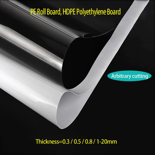 Pannello in rotolo in PE bianco, pannello in polietilene nero HDPE, foglio di plastica resistente all'usura, spessore del cuscinetto impermeabile = 0,3/0,5/0,8/1,2-20 mm