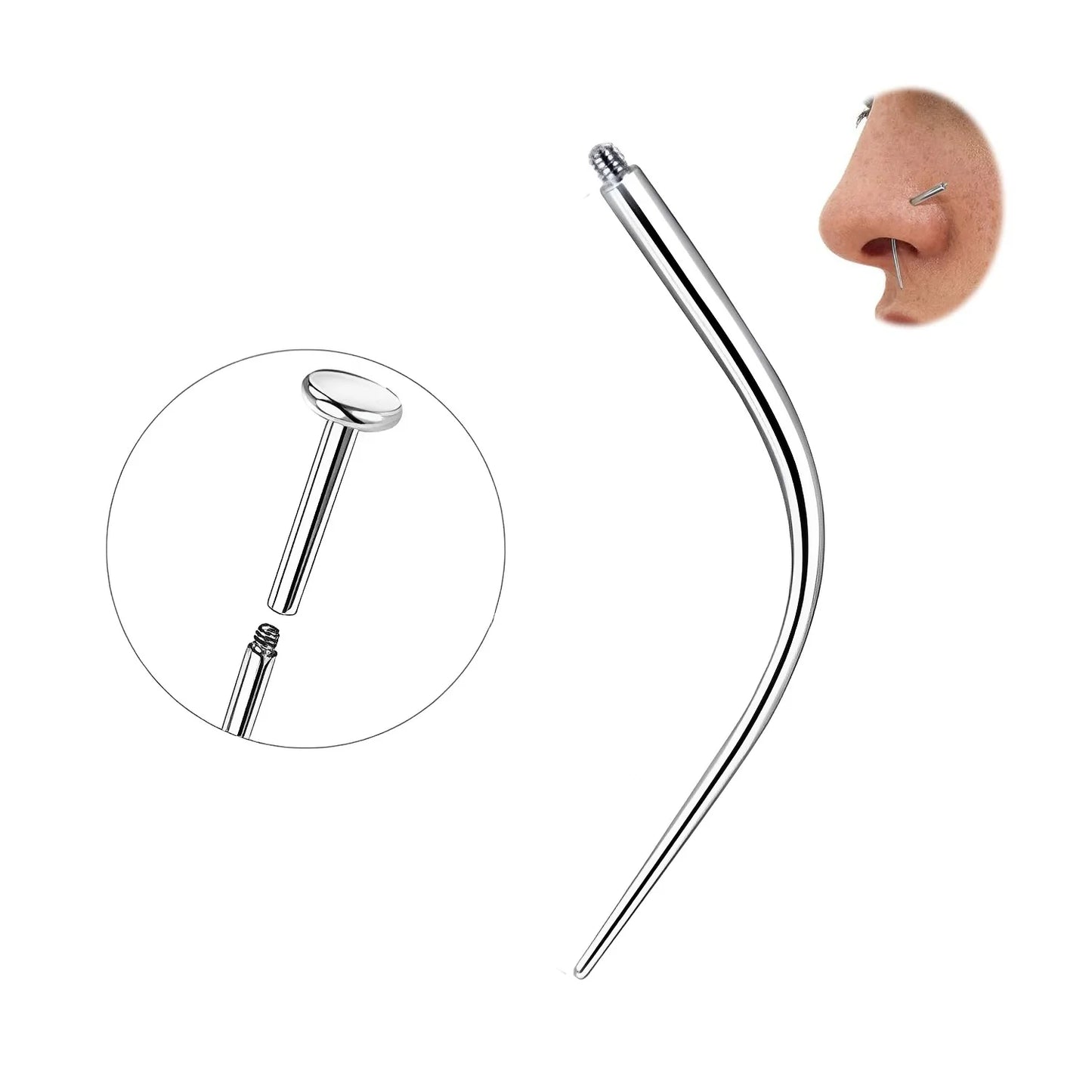 16G Strumento di inserimento conico per piercing Strumento infila per Labret Trago Helix Conchiglia Cartilagine Orecchino Labbro Naso Borchie Strumento assistente