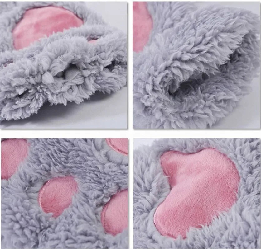 Mira - Guanti da donna con zampa di artiglio di gatto carino cartone animato Guanti di peluche da donna Guanti di gatto morbidi e caldi senza dita in peluche Costume mezze dita