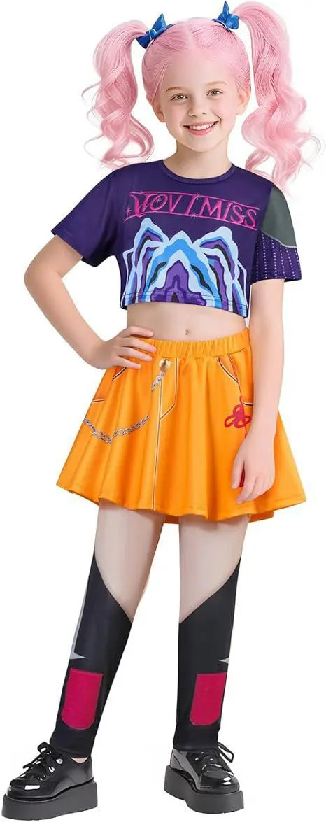 Eloise, Kpop Demon Hunters Cosplay Rumi Zoey Mira Cosplay Full Suit Kids Girls Style Kids Stage Performance Clothes Halloween (Copia)