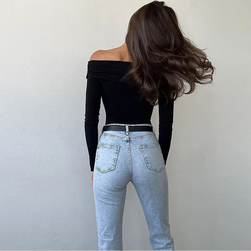Luana - Body da donna Autunno Nuovo Nero Sexy Backless Corsetto solido Moda sottile Tute incrociate Maniche lunghe Casual Pagliaccetti lavorati a maglia