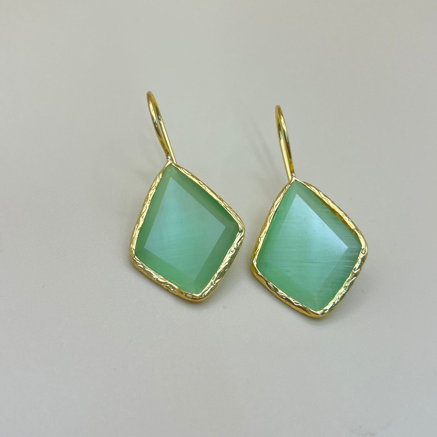 Diamond Glow – Gold-Plated Earrings with Natural Gemstone | PARNIN Fashion