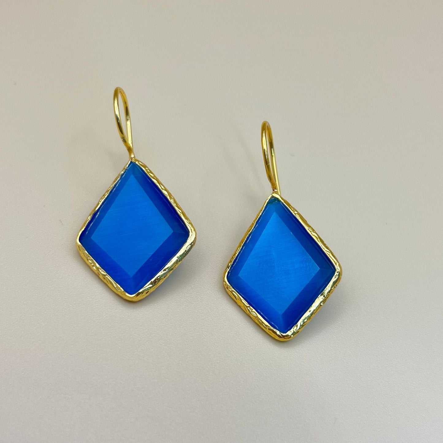 Diamond Glow – Gold-Plated Earrings with Natural Gemstone | PARNIN Fashion