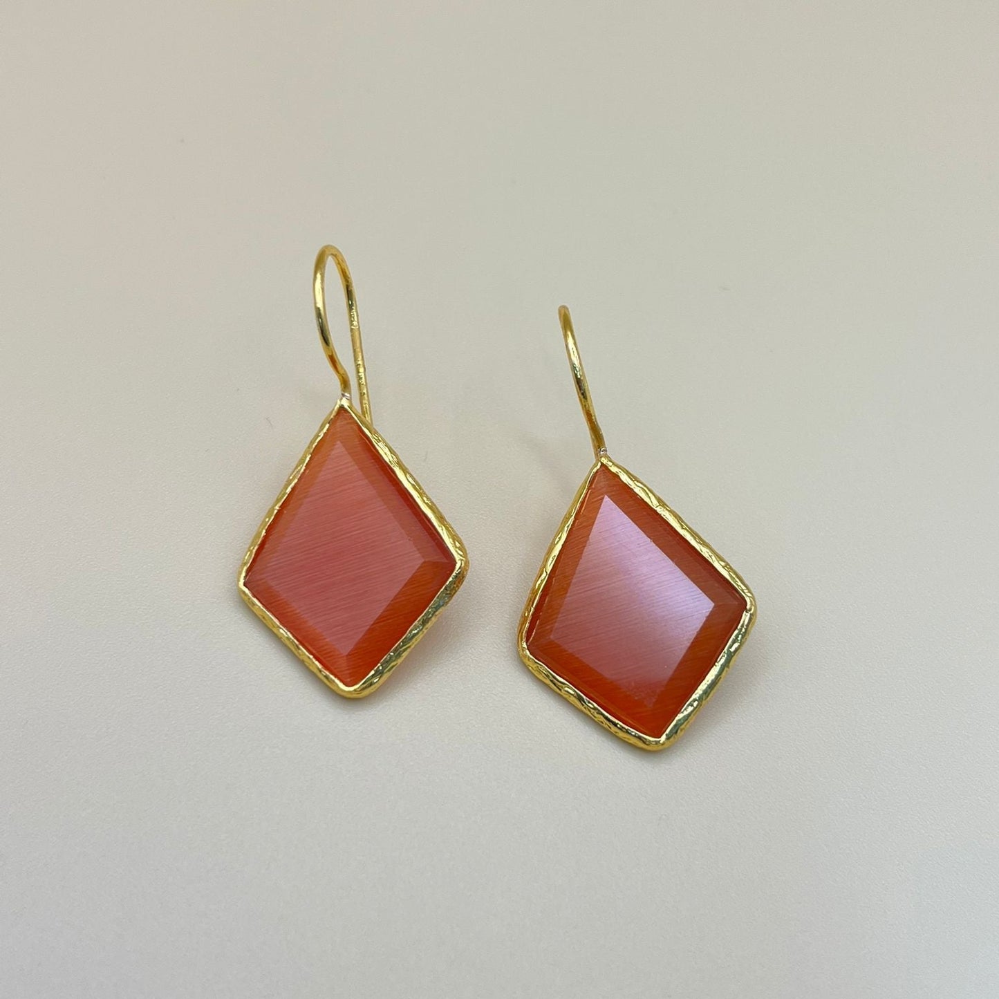 Diamond Glow – Gold-Plated Earrings with Natural Gemstone | PARNIN Fashion