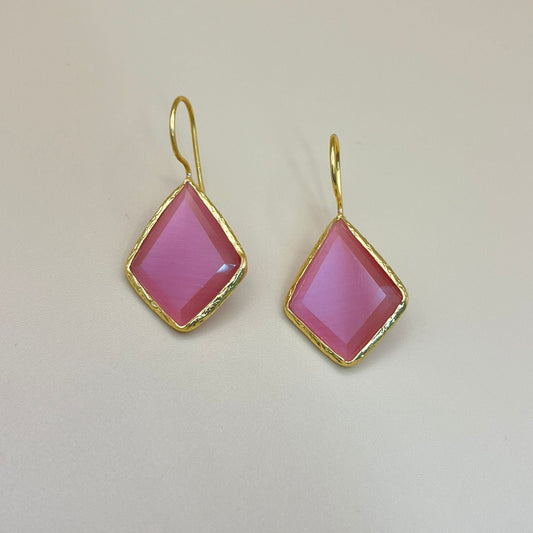 Diamond Glow – Gold-Plated Earrings with Natural Gemstone | PARNIN Fashion